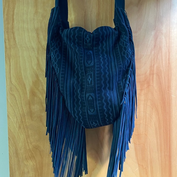 Johnny Was Handbags - Johnny Was Deep Navy Fringe Shoulder Bag